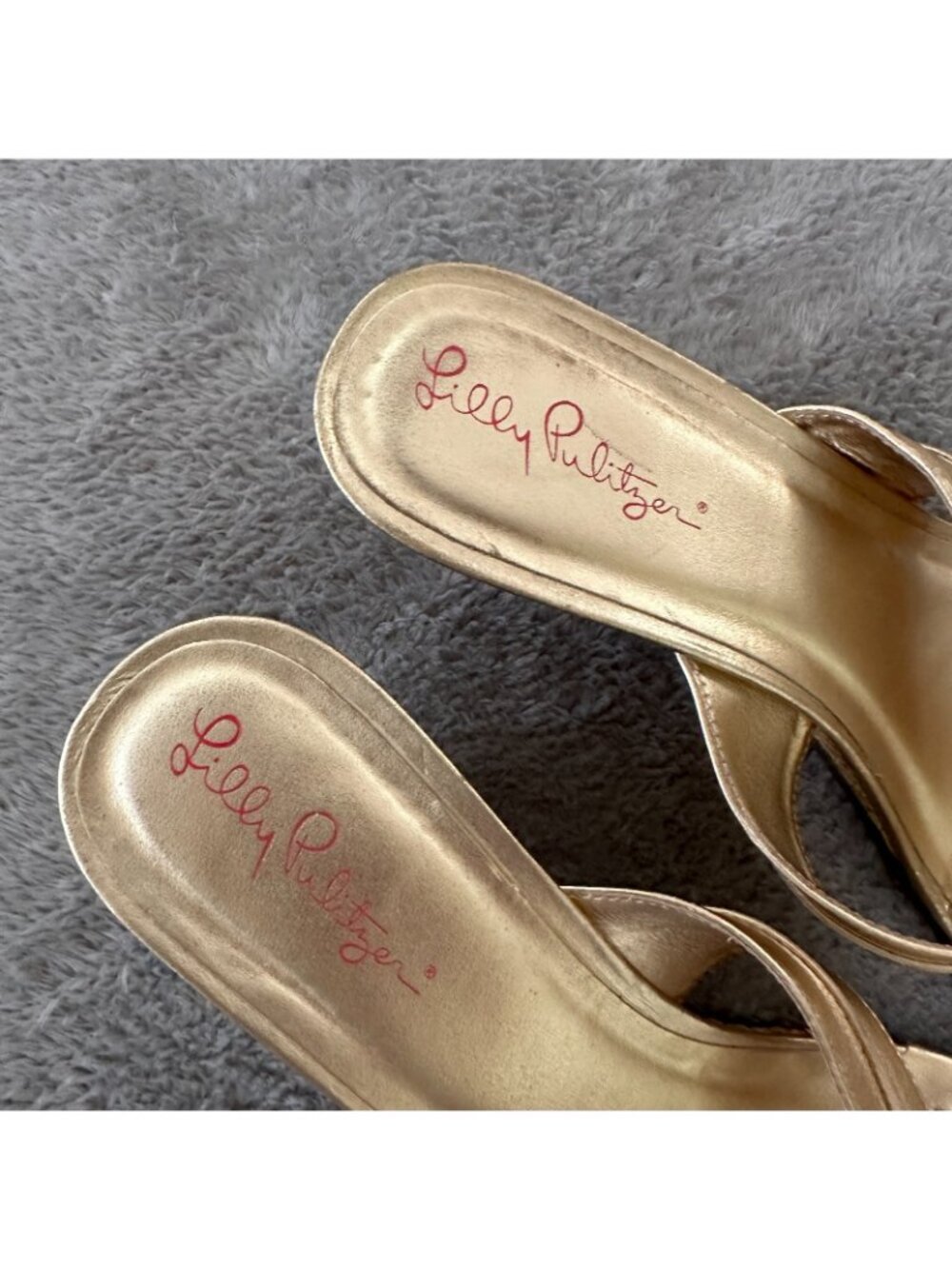 Lilly Pulitzer Gold Metallic Wedge Thong Sandals - Picture 3 of 8